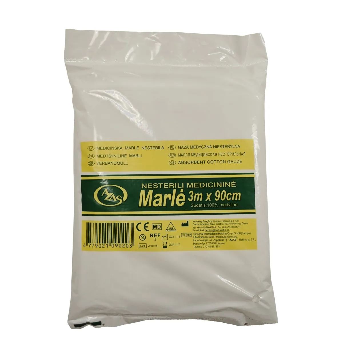 AZAS marlė, medicininė 3 m x 90 cm - 