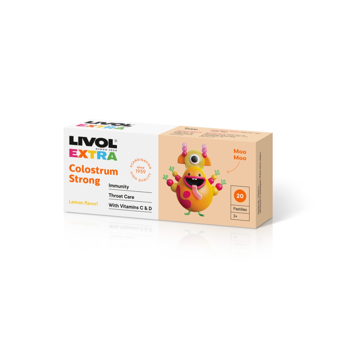 LIVOL EXTRA Colostrum Strong, citrinų sk., 20 past. - 