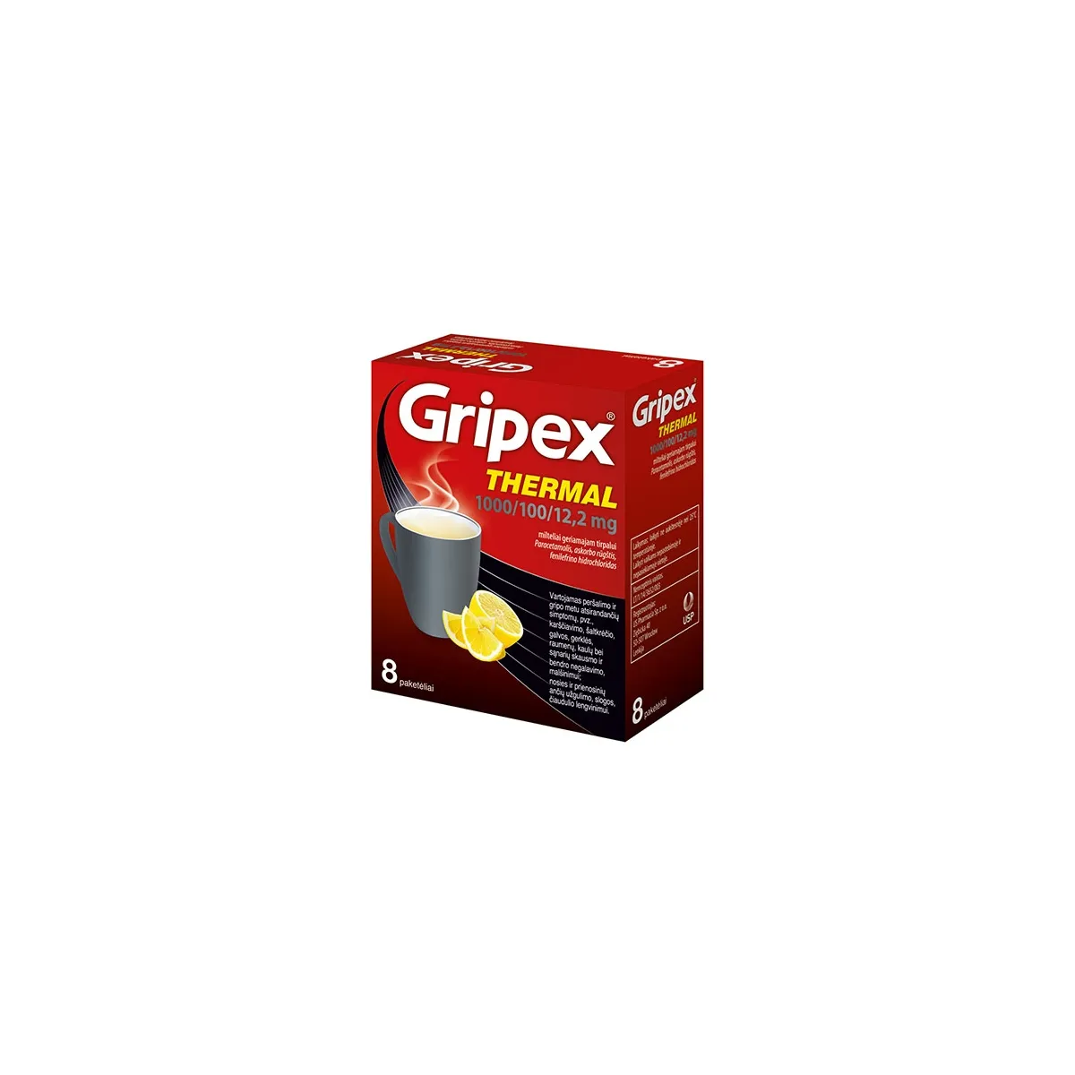 Gripex Thermal 1000/100/12.2mg milteliai geriamam tirpalui N8 -  1