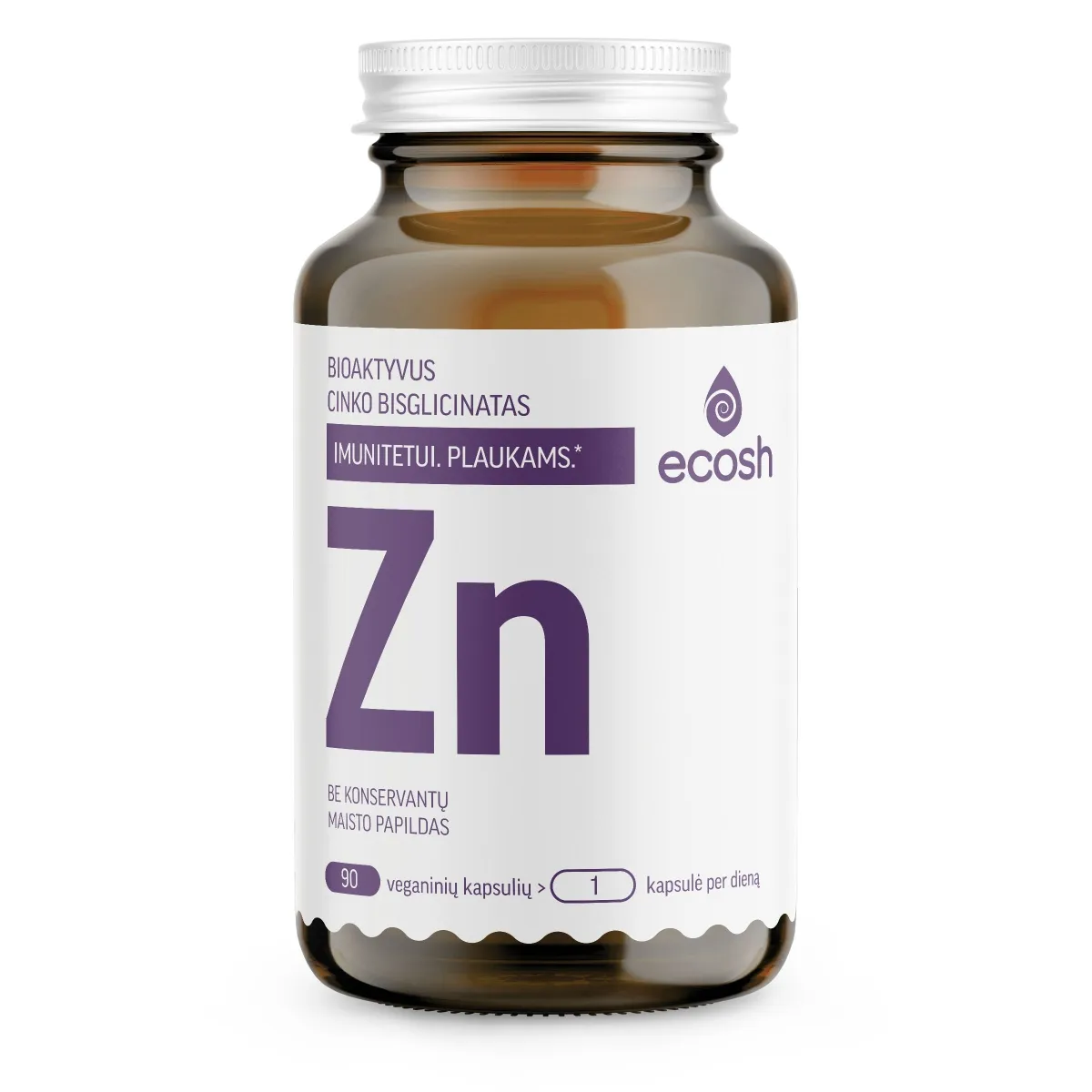 ECOSH bioaktyvus Cinkas, bisglicinatas 25mg, 90 kapsulių - 