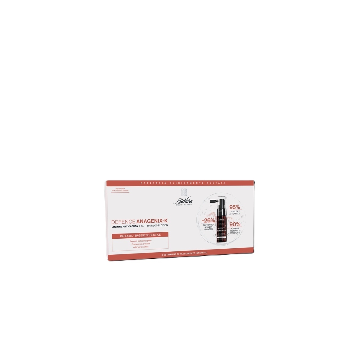BioNike DEFENCE ANAGENIX-K, losjonas slenkantiems plaukams, 6 x 15 ml - 