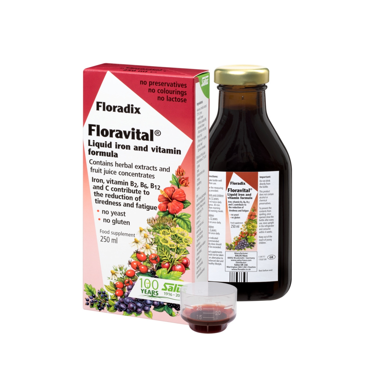FLORADIX skystosios geležies formulė su vitaminais FLORAVITAL, 250ml - 