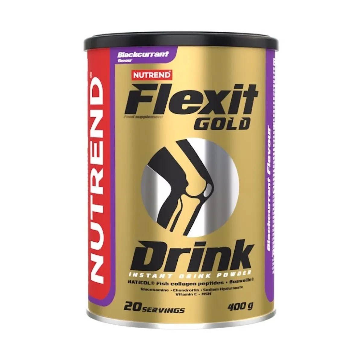 FLEXIT Gold Drink milteliai, juodųjų serbentų skonio, 400g - 
