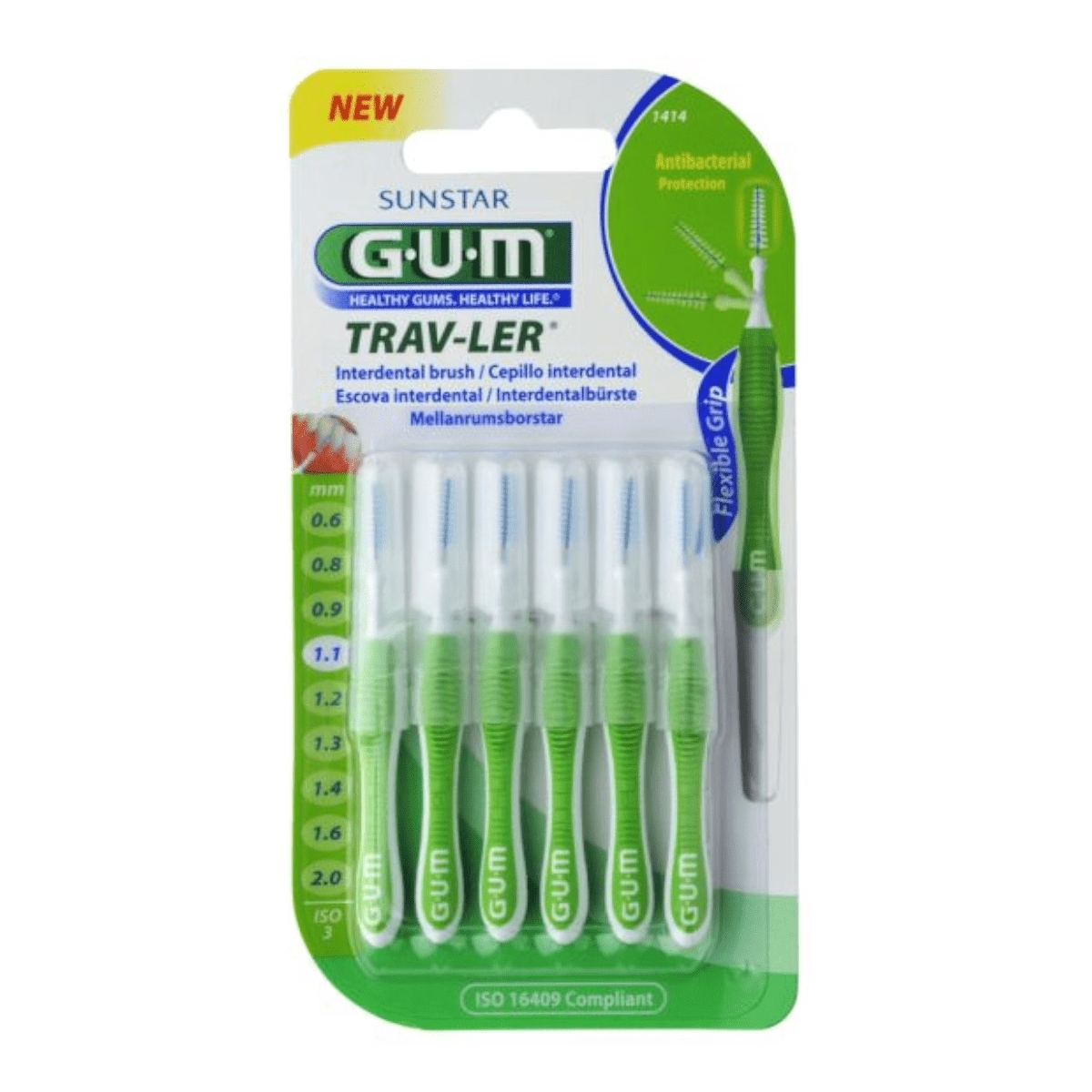G.U.M. tarpdančių šepetėliai  1.1mm TRAV-LER [1414], N6 - 