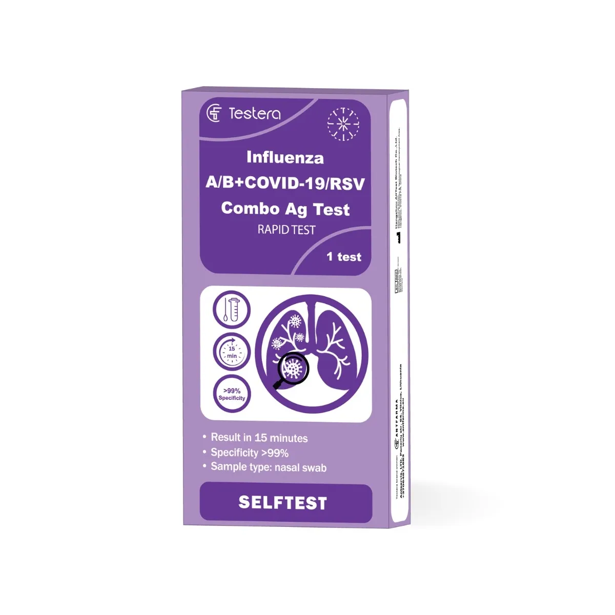 TESTERA Gripo A/B + COVID-19 + RSV sudėtinis antigenų testas, N1 - 