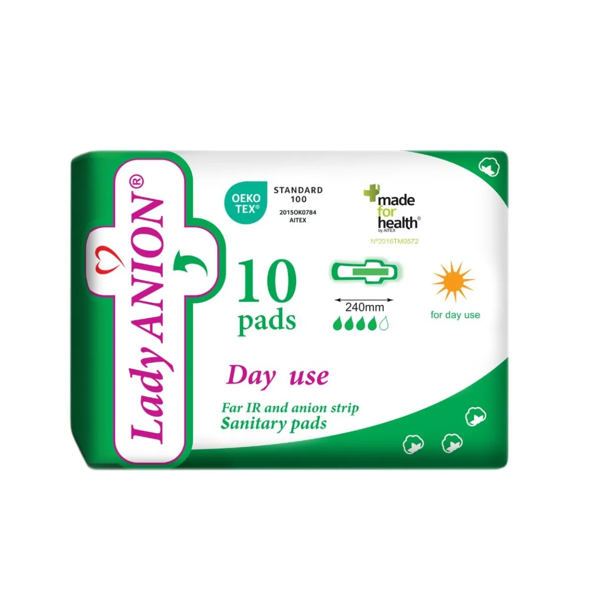 Dieniniai paketai Lady ANION Day Use su anijonine juostele, N10 - 