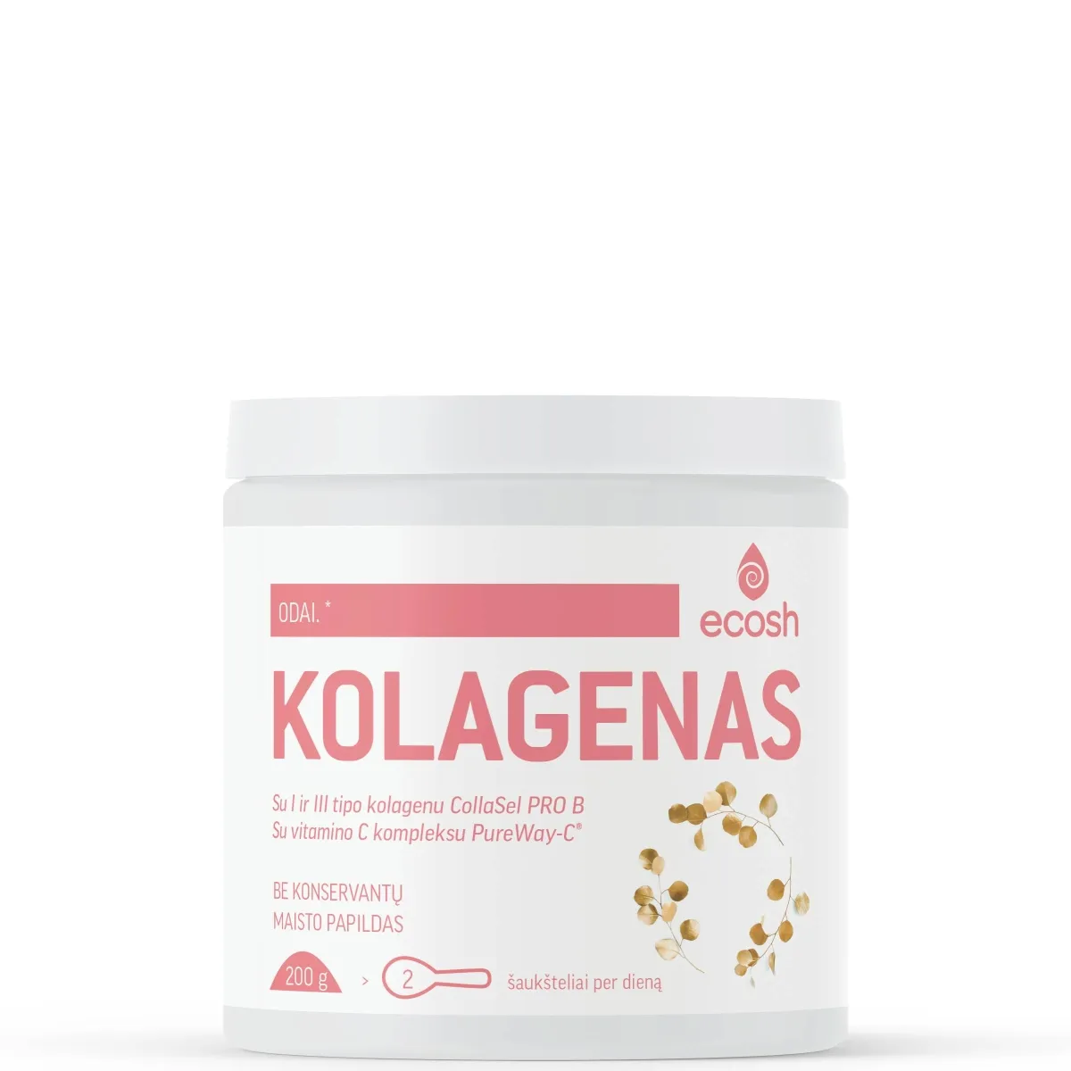 ECOSH Kolagenas CollaSel PRO B su vitaminu C, neutralaus skonio, 200g. - 