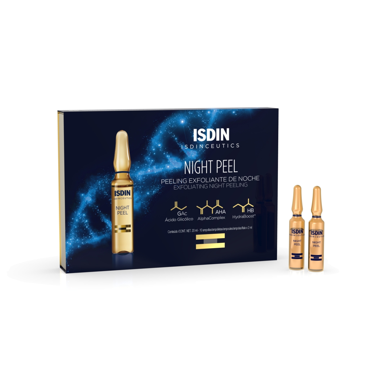 ISDIN švelnus rūgštinis veido šveitiklis ampulėse NIGHT PEEL 2ml x N10 - 