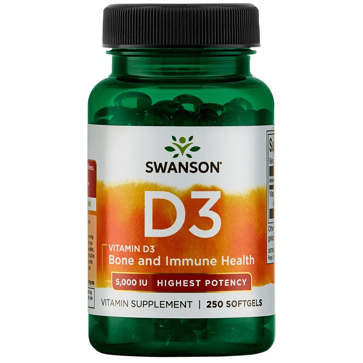 SWANSON VITAMINAS D3 5000TV SU LINŲ SĖMENŲ ALIEJUMI 250 KAPS. - 