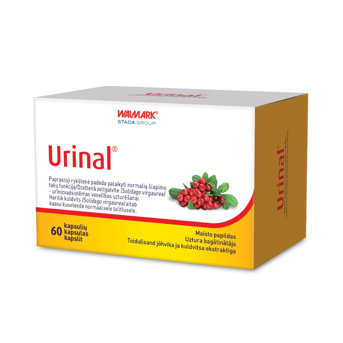 URINAL (spanguolės ir rykštenė šlapimo sistemai), 60 kapsulių - 