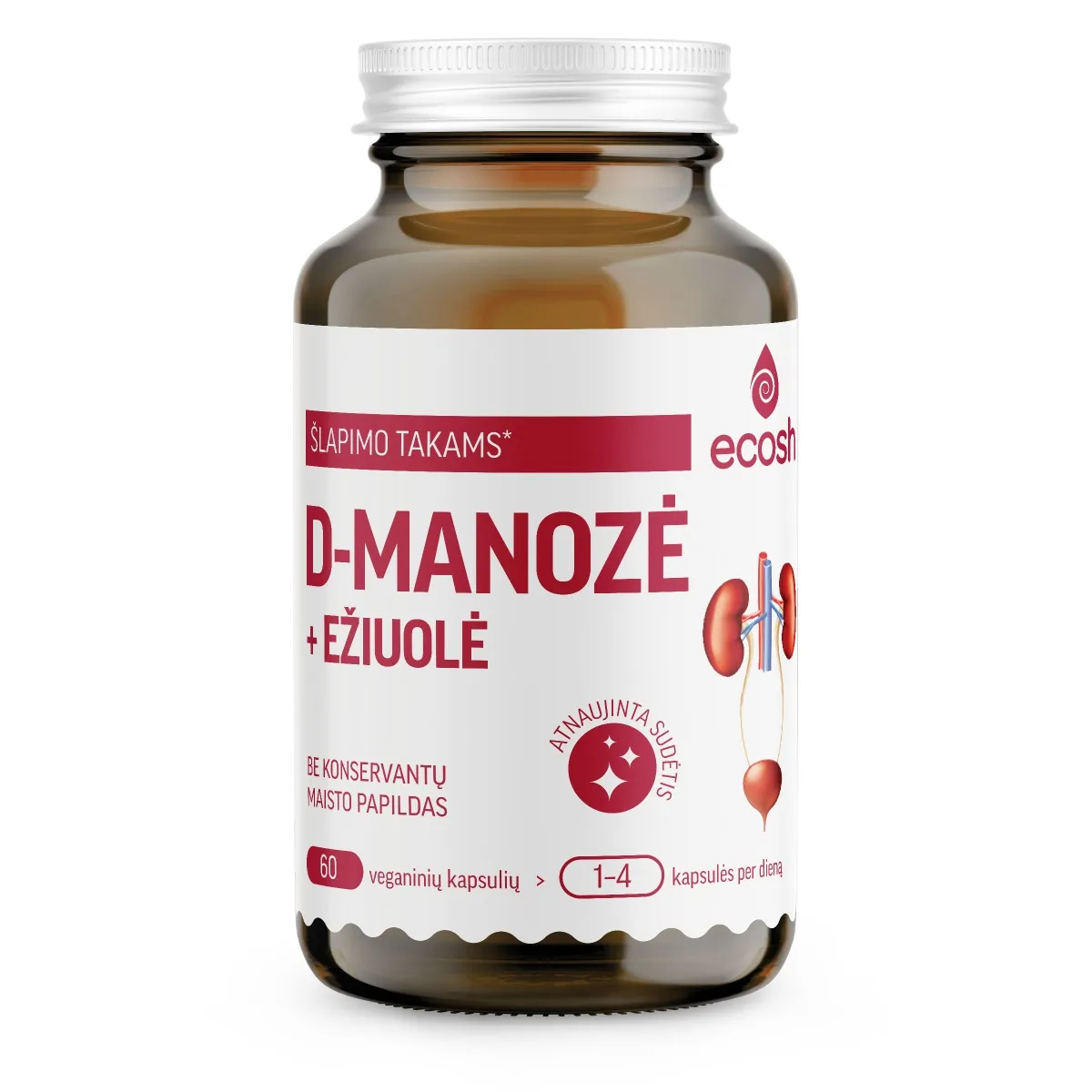 ECOSH D-manozė su ežiuole, 60 kapsulių - 