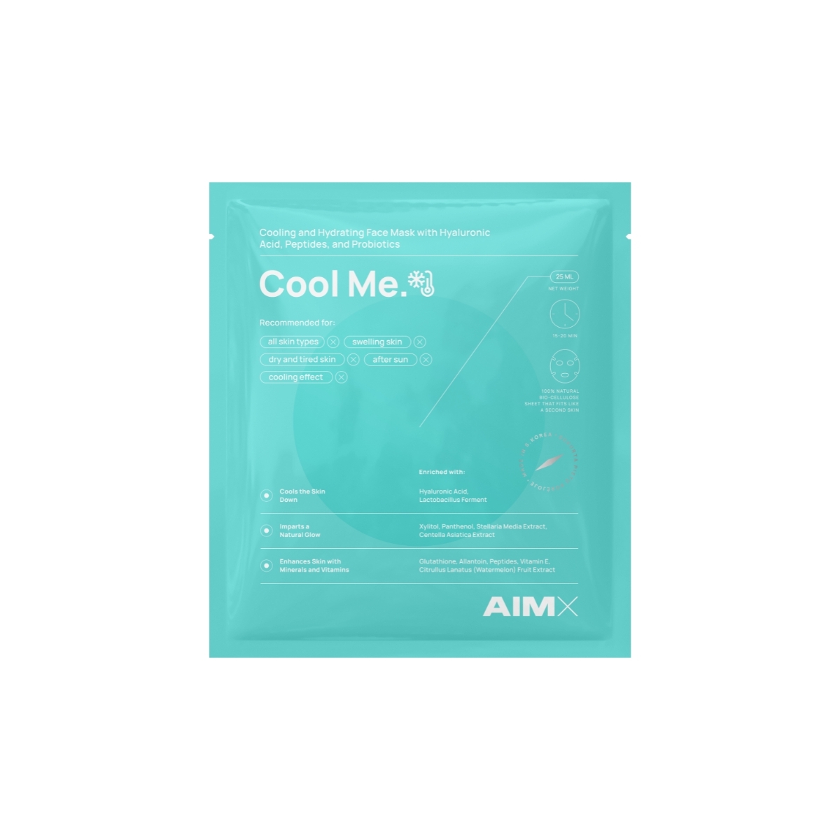 Drėkinanti lakštinė kaukė su vėsinančiu poveikiu AIMX "Cool me" - 