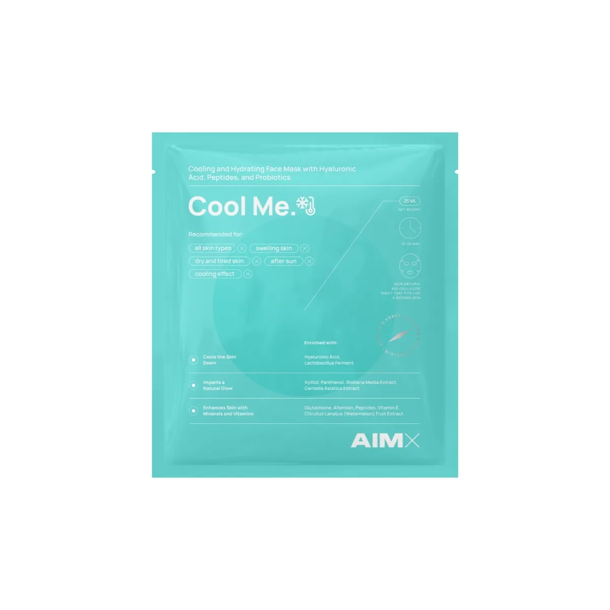 Drėkinanti lakštinė kaukė su vėsinančiu poveikiu AIMX "Cool me" - 