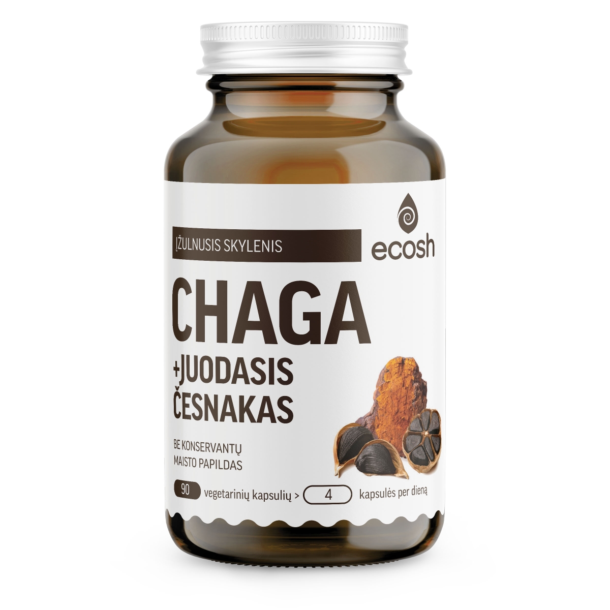 ECOSH Chaga su juoduoju česnaku, 90 kapsulių - 