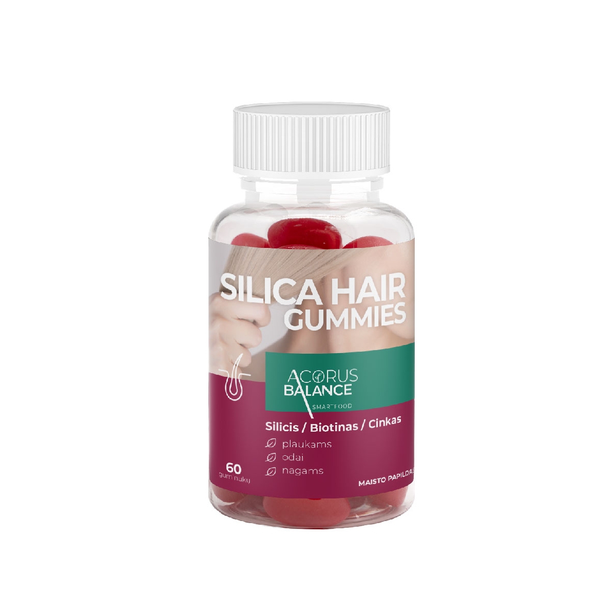 ACORUS BALANCE guminukai plaukams SILICA HAIR GUMMIES, 60 guminukų - 