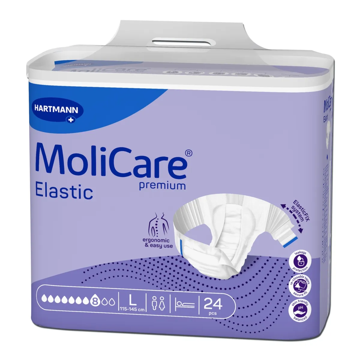 MOLICARE PREMIUM Elastic 8 lašai, L dydis, 24 vnt. - 
