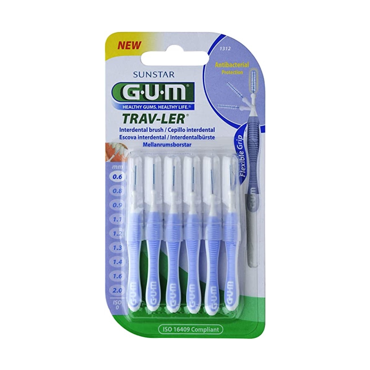 G.U.M. tarpdančių šepetėliai 0.6mm TRAV-LER [1312], N6 - 