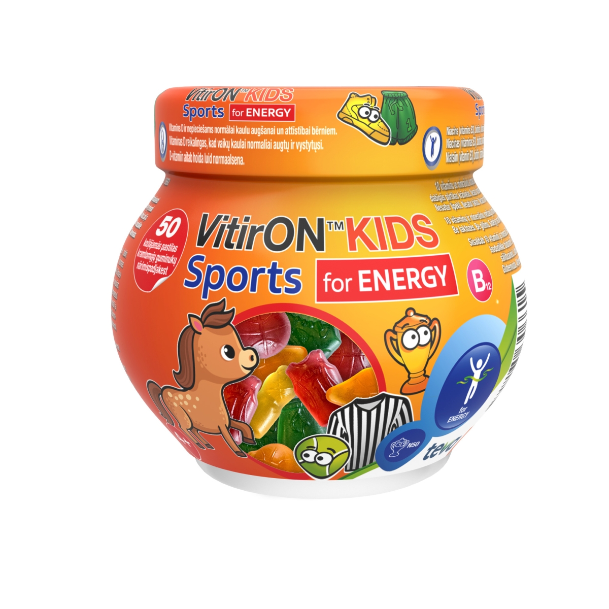 VitirON KIDS SPORTS for ENERGY, 50 kramtomųjų guminukų -  1
