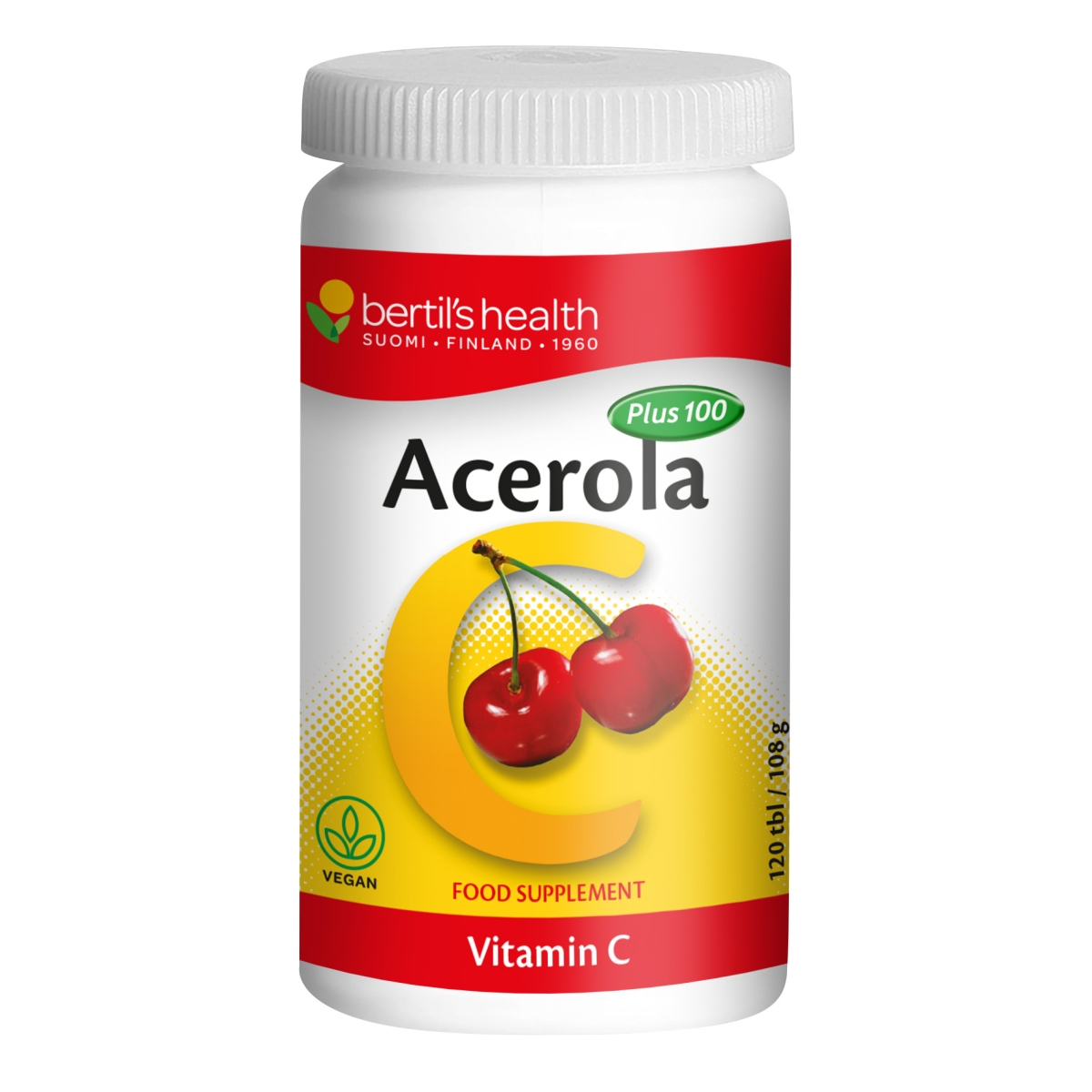 BERTIL'S Vitaminas C ACEROLA PLUS 100, 120 tablečių - 