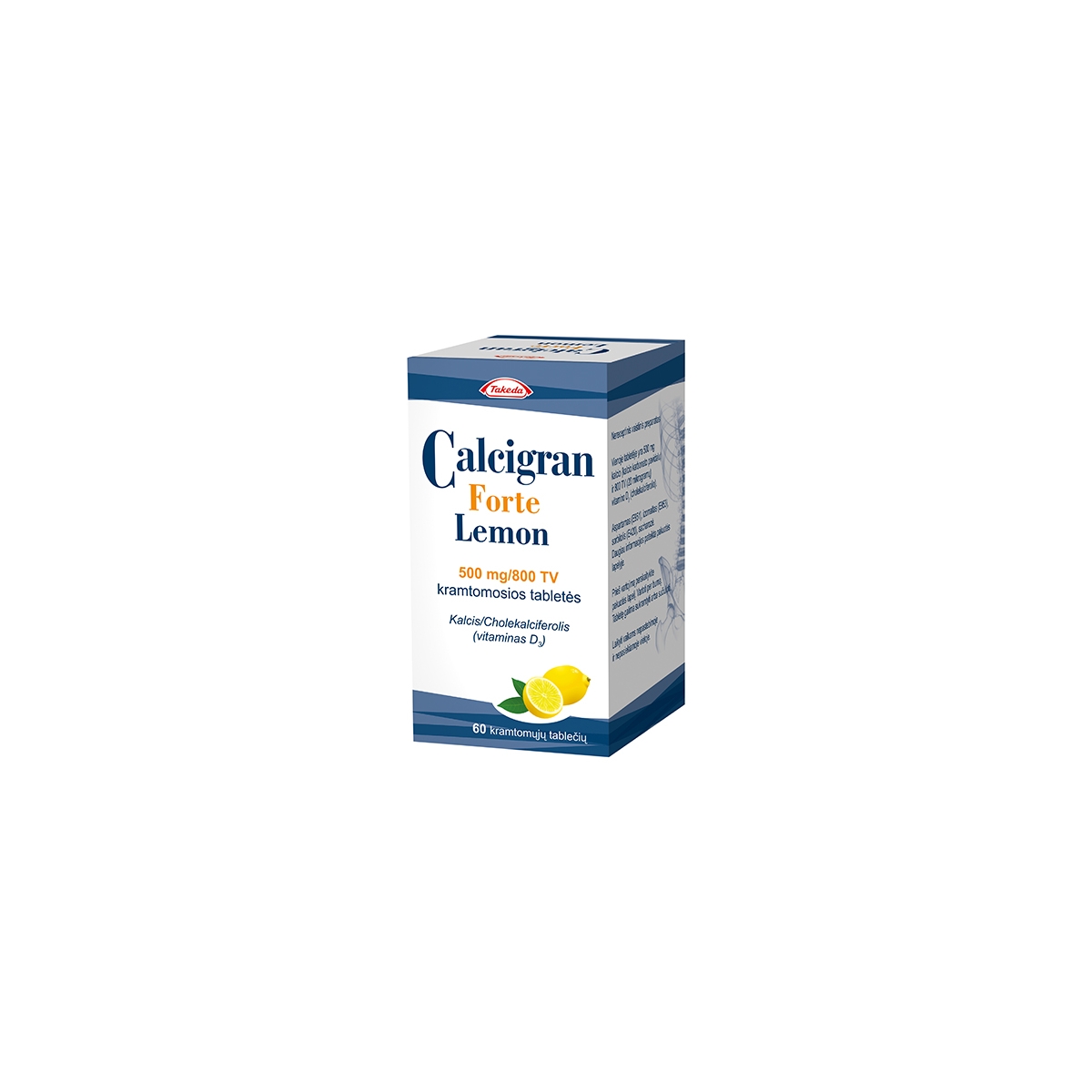 Calcigran Forte Lemon 500mg/800TV kramtomosios tabletės N60 - 