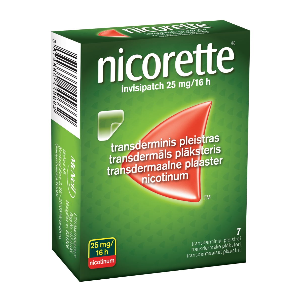 nicorette invisipatch 25mg/16val. transderminis pleistras N7 - 