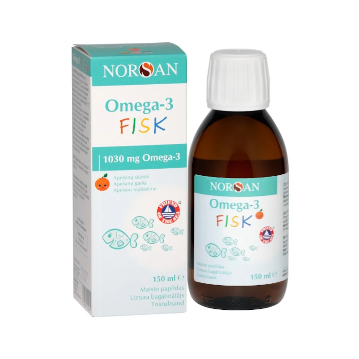NORSAN Omega-3 Fisk apelsinų skonio aliejus, 150 ml - 