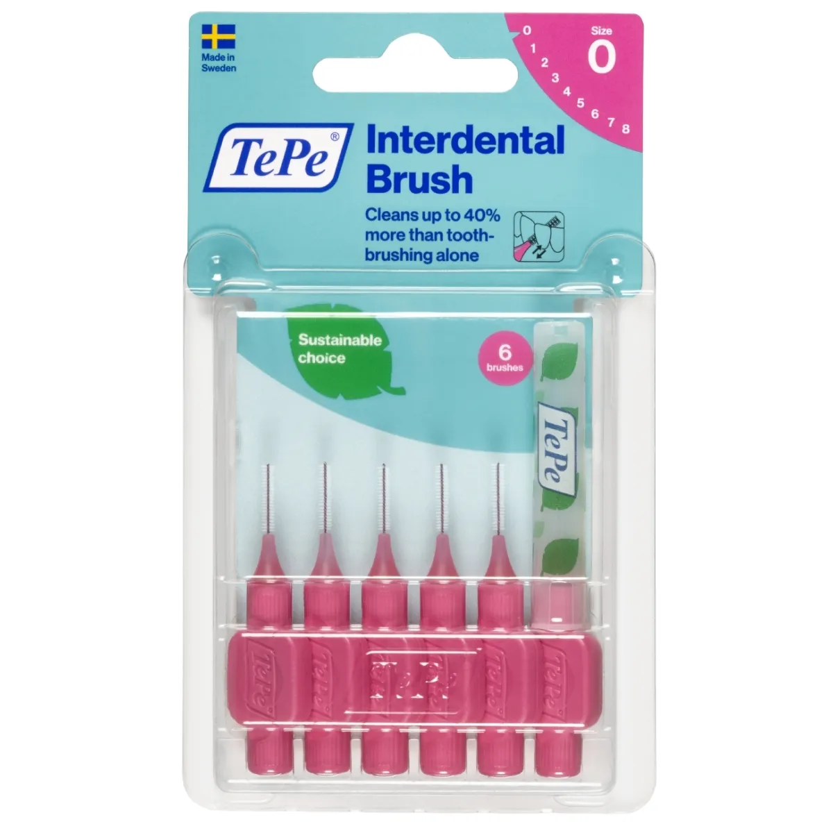 TEPE tarpdančių šepetėliai 0.4mm SIZE 0, rožiniai, N6 - 