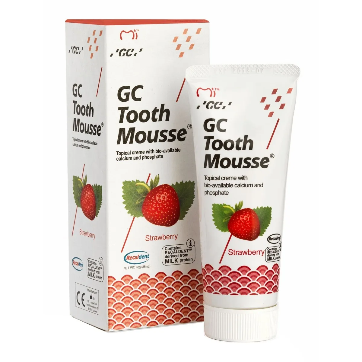 GC paviršinis dantų kremas TOOTH MOUSSE, braškių skonio, 35ml - 