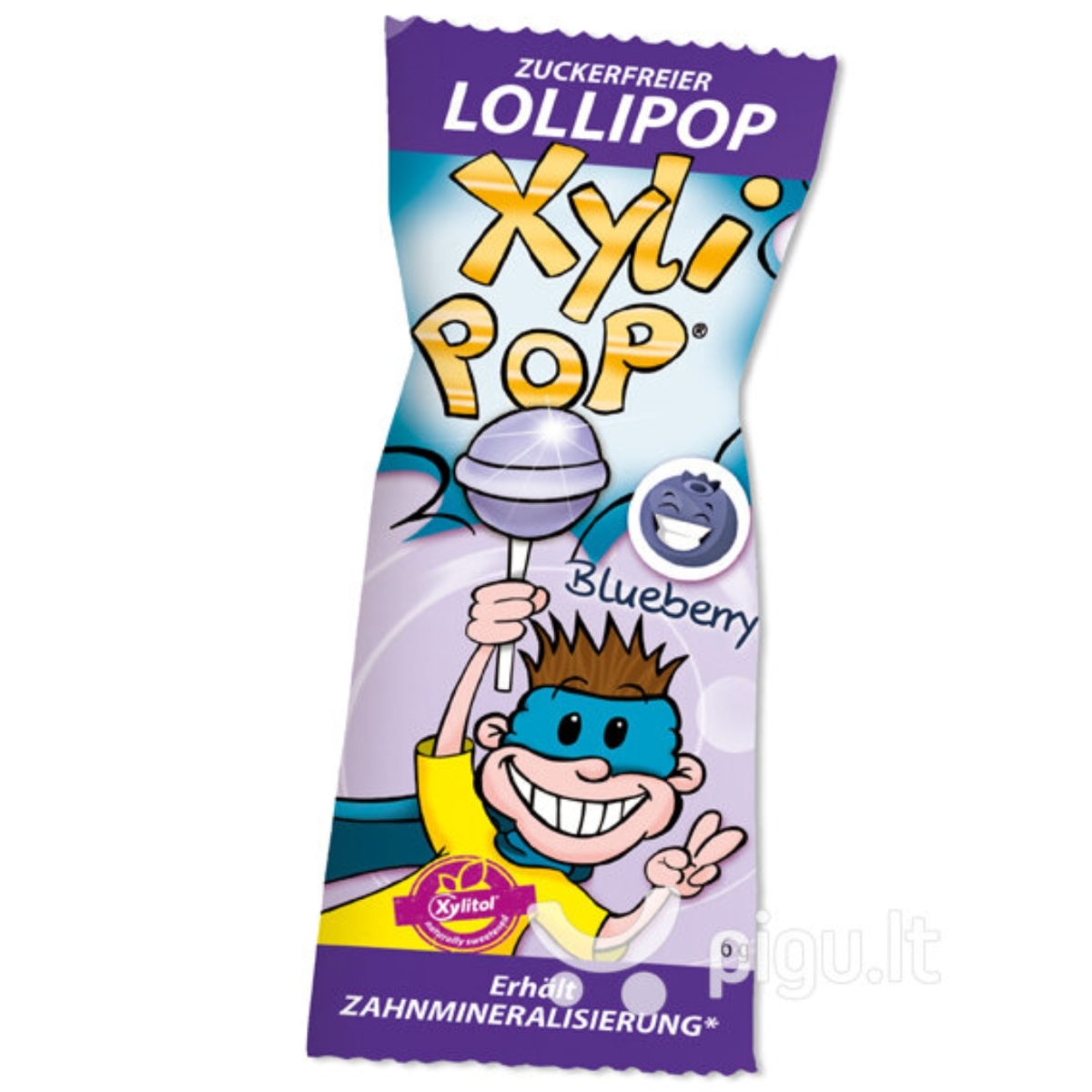 Ledinukas vaikams su ksilitoliu, be cukraus XyliPOP, mėlynių skonio N1 - 