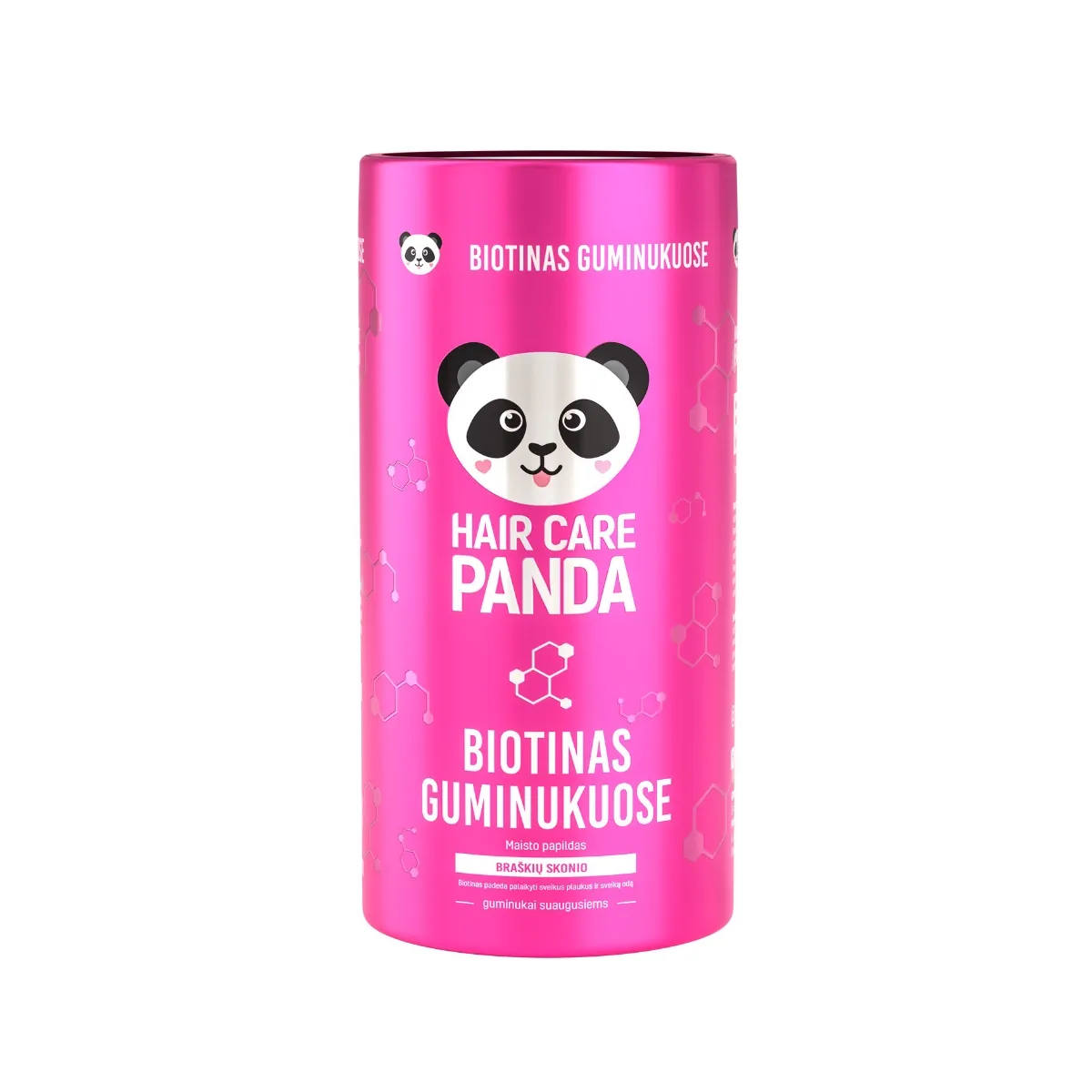 HAIR CARE PANDA Maisto papildas guminukuose BIOTINAS, 60 guminukų - 