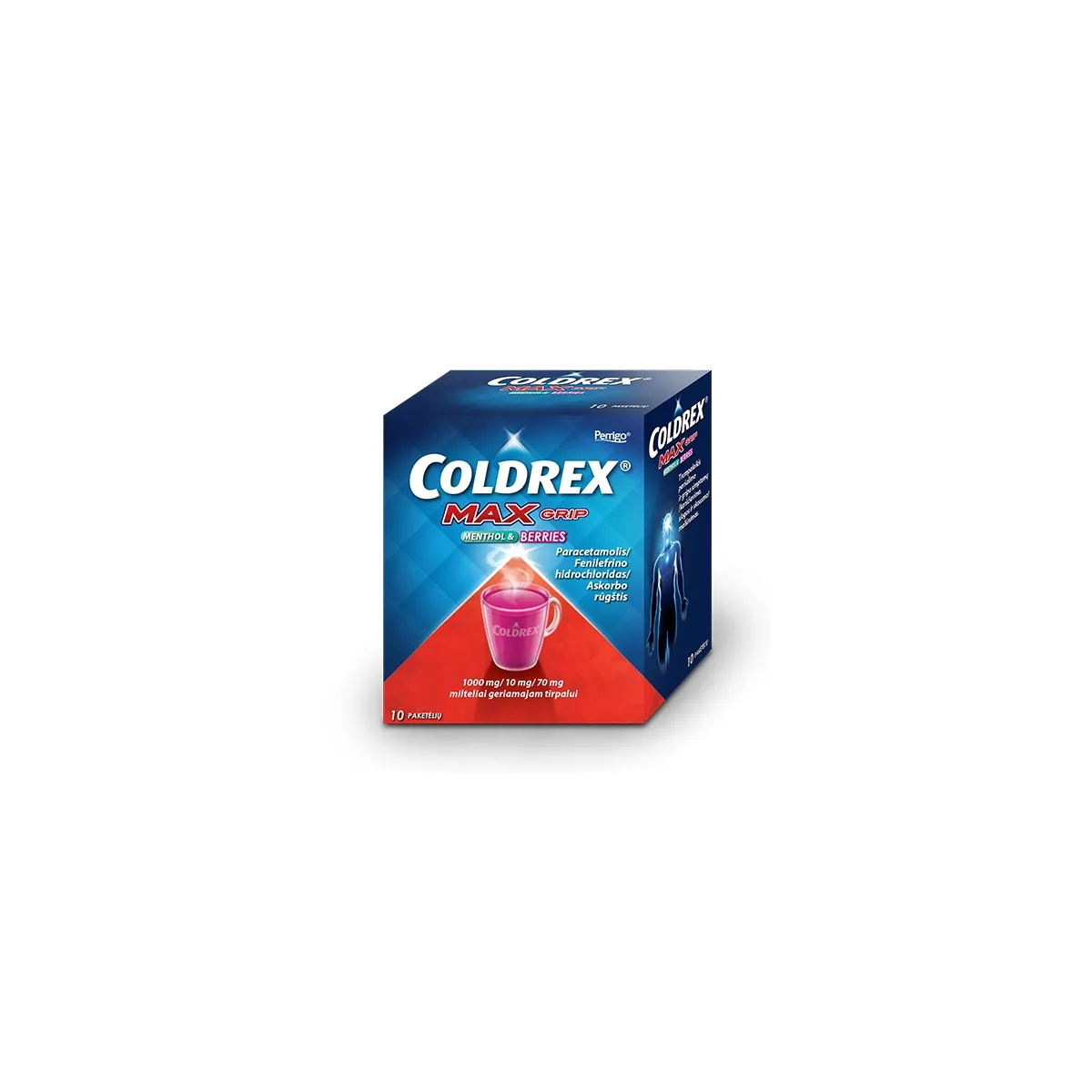 Coldrex MaxGrip Menthol & Berries milteliai geriamajam tirpalui N10 - 