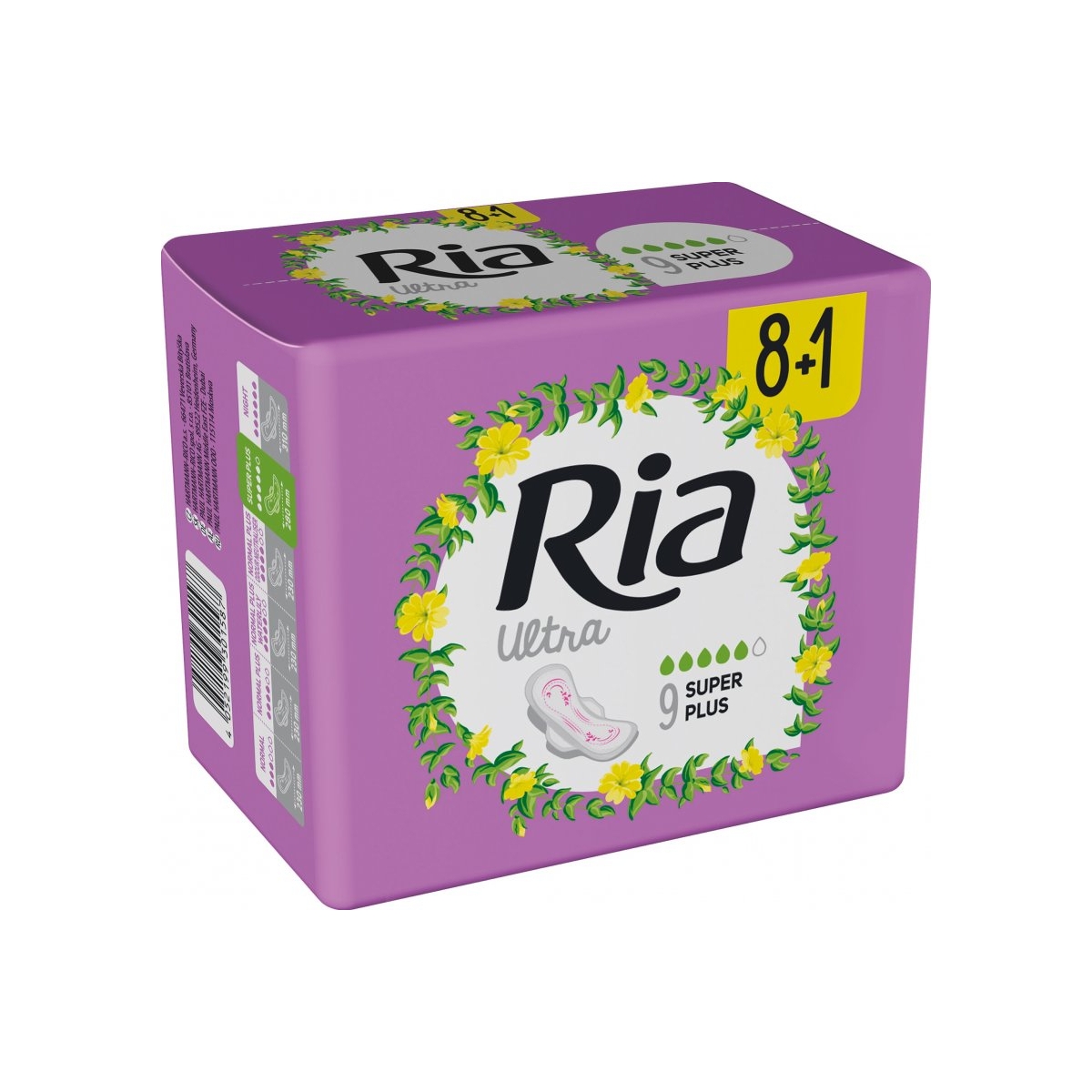 RIA ULTRA SUPER PLUS įklotai su sparneliais, 9 vnt. - 