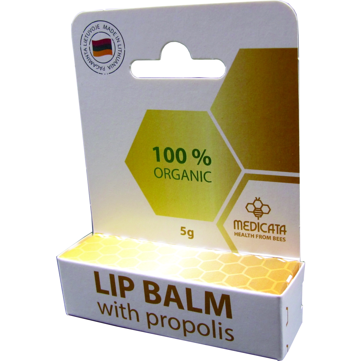 Lūpų balzamas su propoliu, medetka, kakavos sviestu, 5g - 