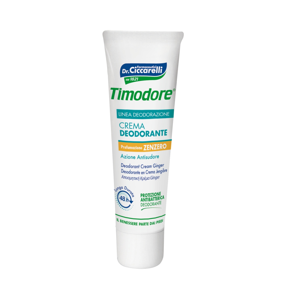 TIMODORE švelnus dezodoruojamasis pėdų kremas su imbieru, 50ml - 