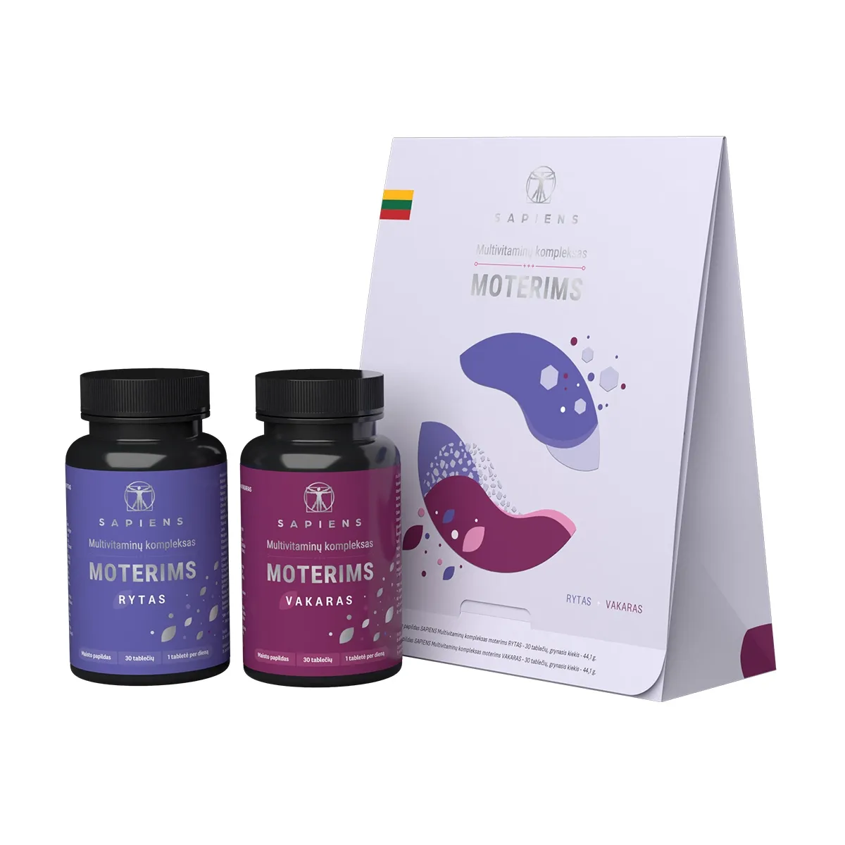 SAPIENS Multivitaminų kompleksas moterims (Rytas+Vakaras), N60 - 