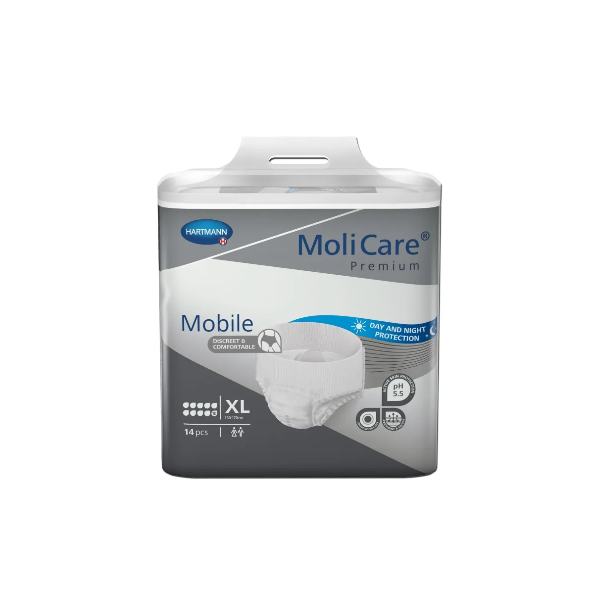 MOLICARE MOBILE,  sauskelnės-kelnaitės 10 lašų, XL, 14 vnt. - 