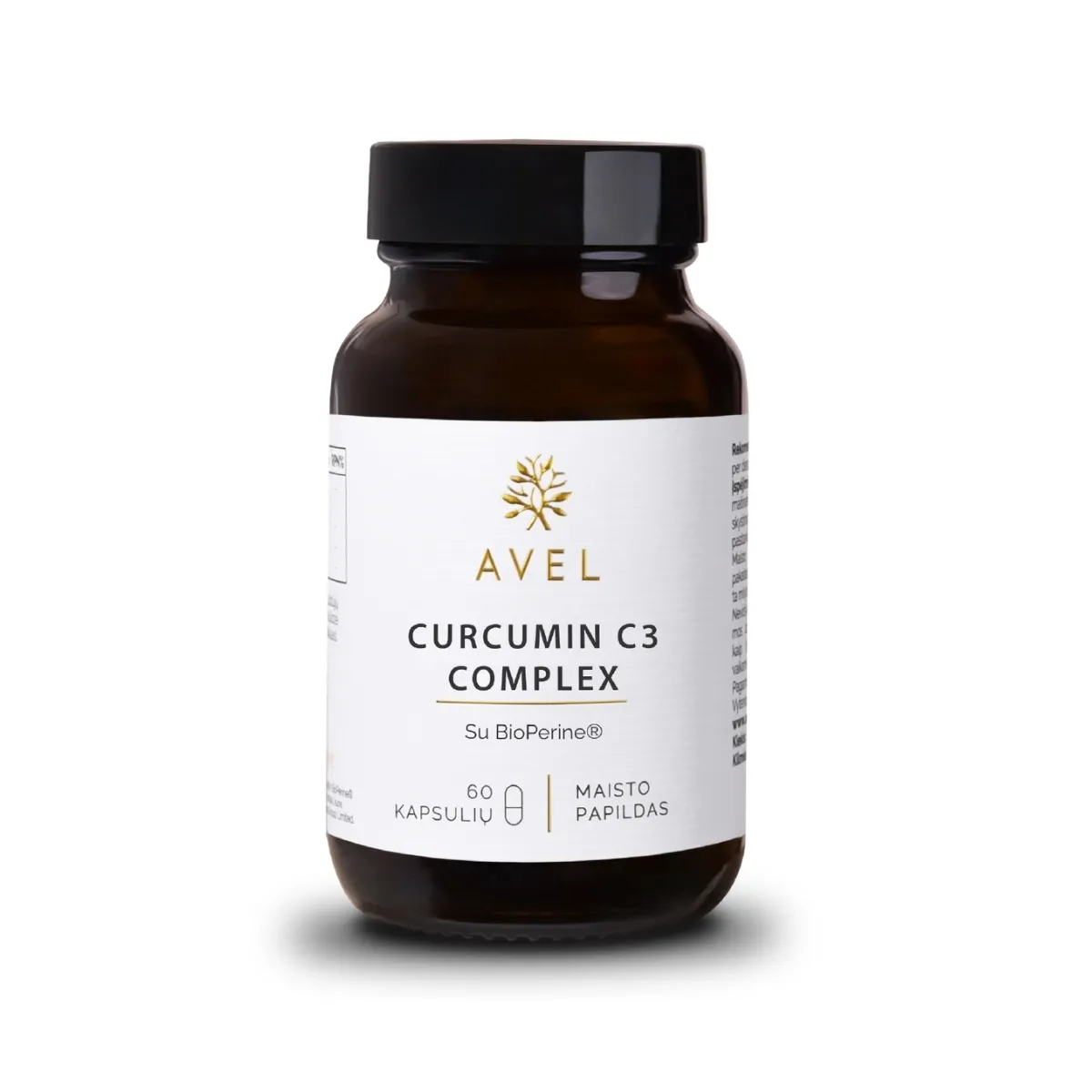 AVEL CURCUMIN C3 COMPLEX, Su BioPerine®, 60 kapsulių -  1
