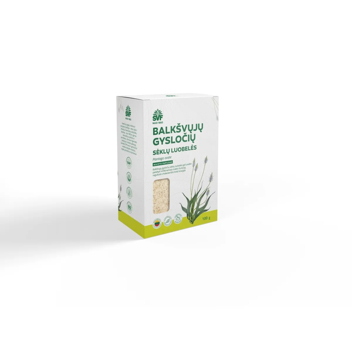 ŠVF maistinės skaidulos BALKŠVŲJŲ GYSLOČIŲ SĖKLŲ LUOBELĖS, 100g - 