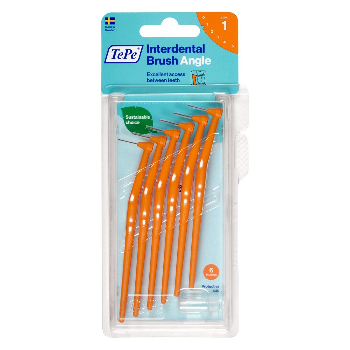 TEPE tarpdančių šepetėliai 0.45mm ANGLE SIZE 1, oranžiniai, N6 - 