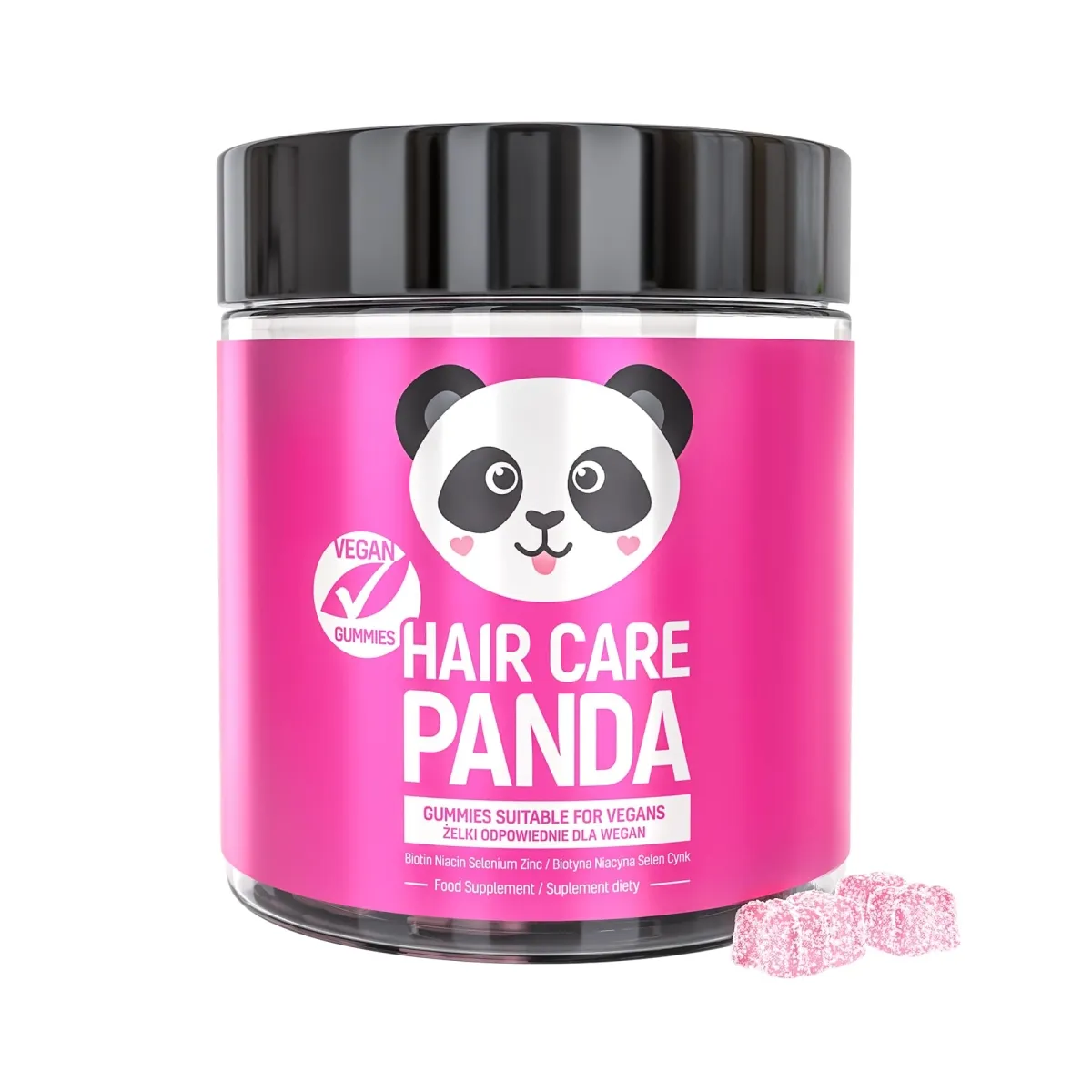 HAIR CARE PANDA Maisto papildas plaukų priežiūrai, 60 guminukų - 