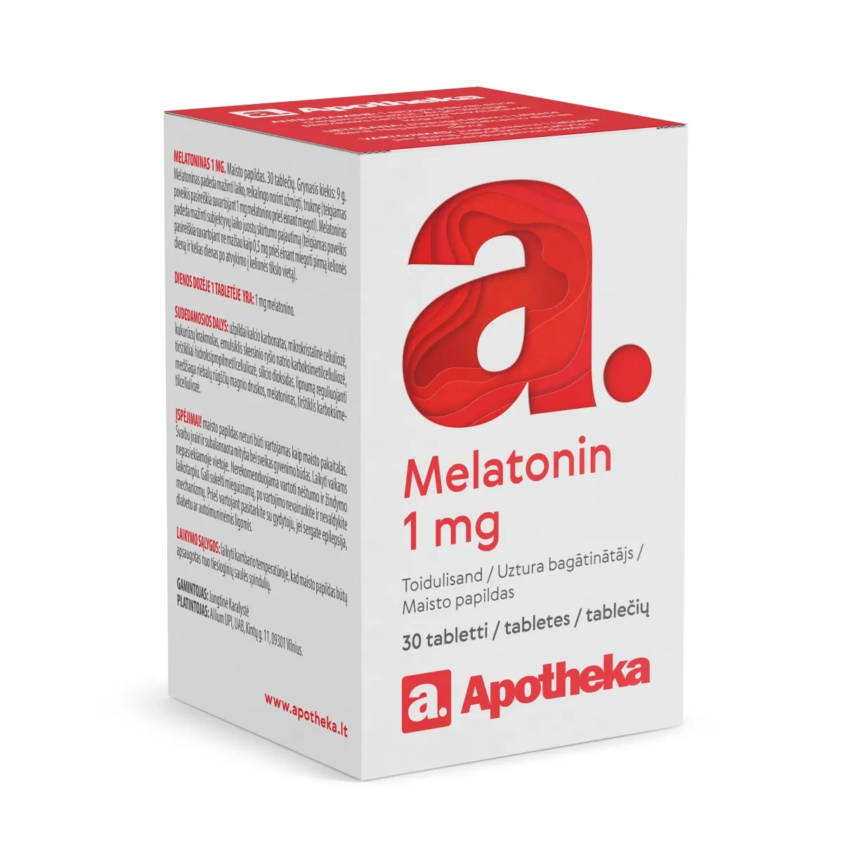 APOTHEKA Melatoninas 1mg, N30 - 