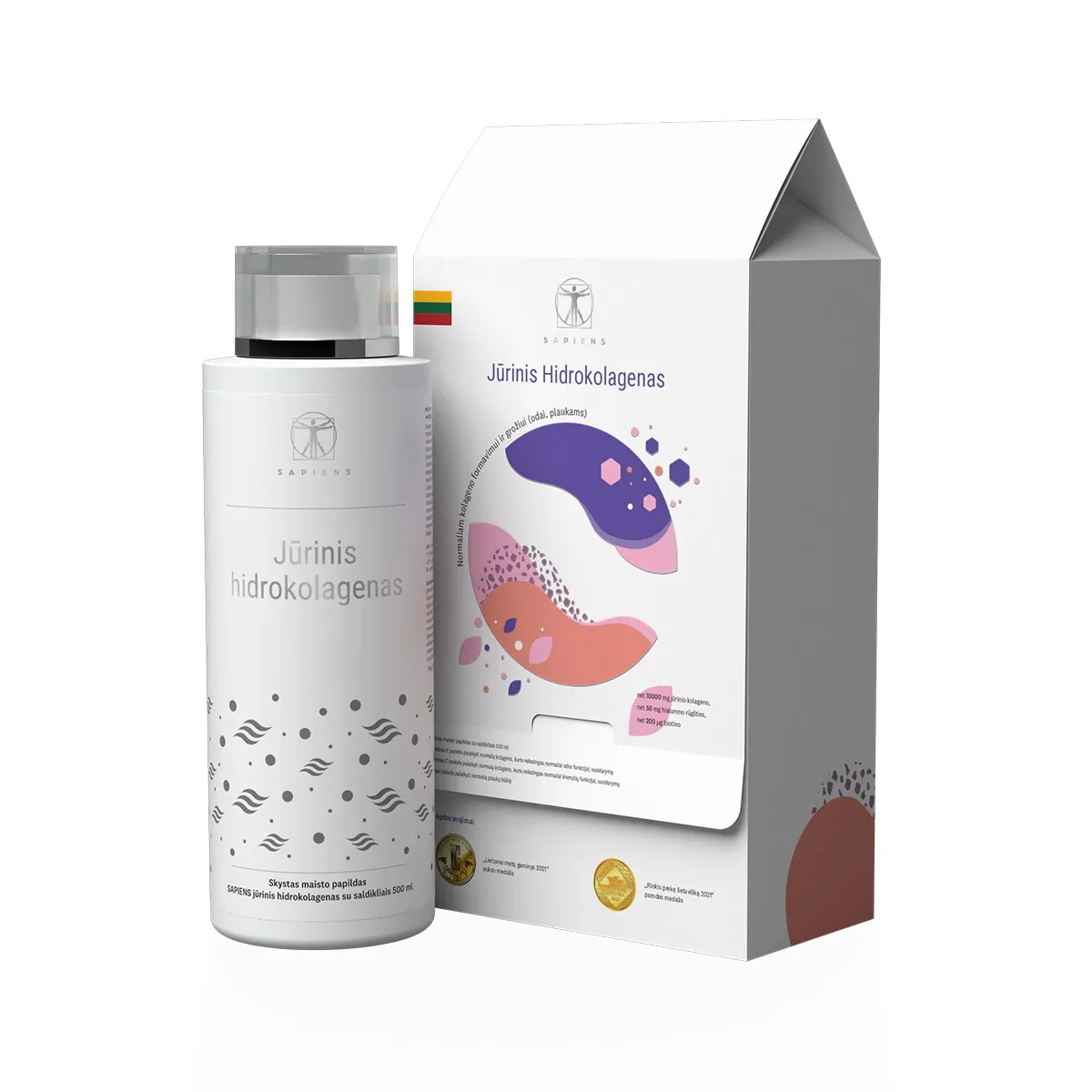 SAPIENS Jūrinis hidrokolagenas su hialuronu, 500ml - 