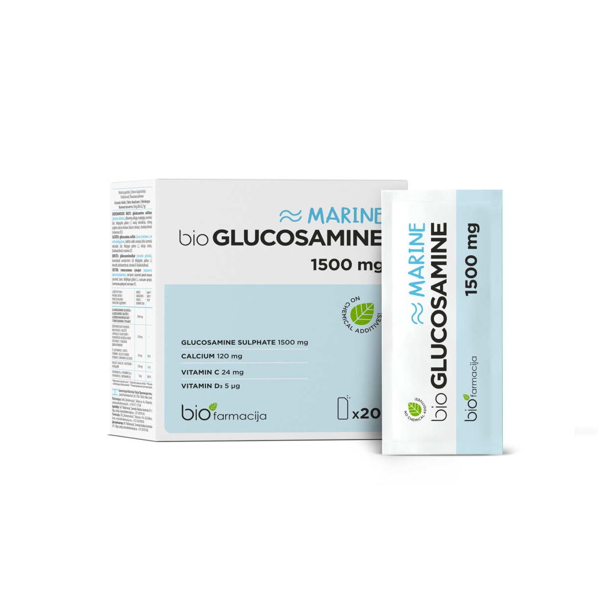 BIOGLUCOSAMINE MARINE, 1500 mg, milteliai, N20 - 