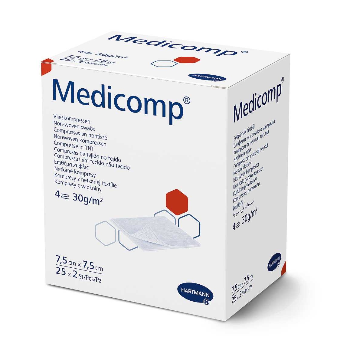 HARTMANN sterilus neaustinis tvarstis MEDICOMP 7.5 x 7.5cm, N25 x 2vnt - 
