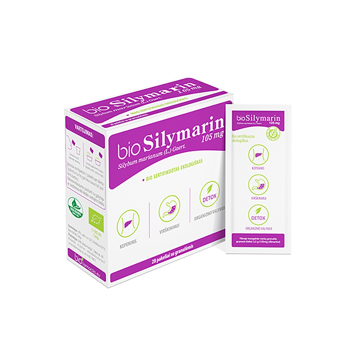 BIOSYLIMARIN 105 mg granulės pakeliais 3.5 g, N28 - 