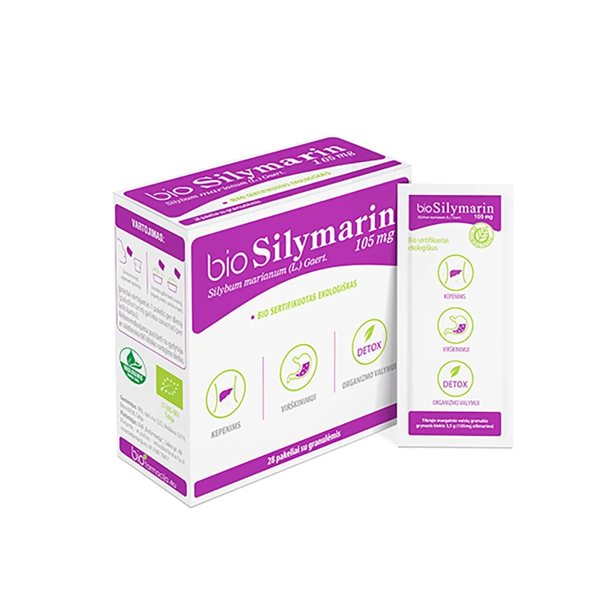 BIOSYLIMARIN 105 mg granulės pakeliais 3.5 g, N28 - 