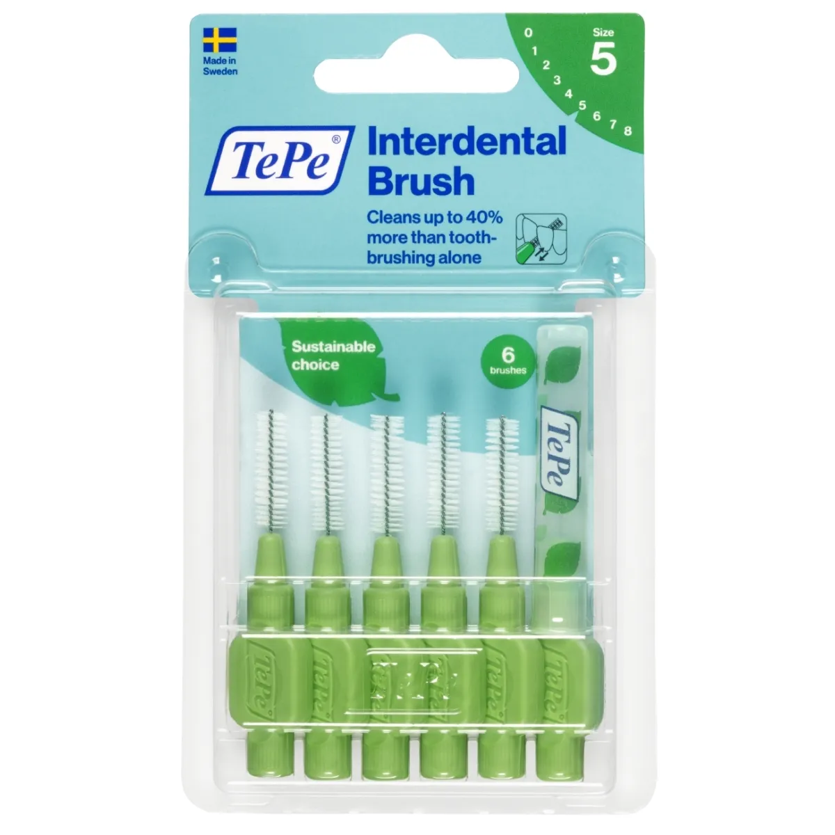 TEPE tarpdančių šepetėliai 0.8mm SIZE 5, žali, N6 - 