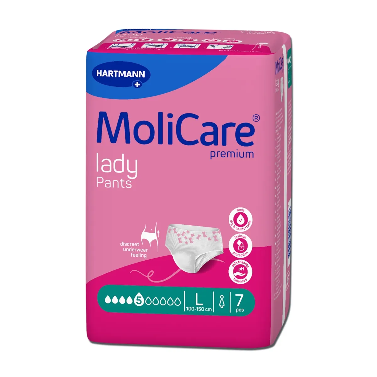MOLICARE PREMIUM lady pants sauskelnės-kelnaitės, 5 lašai L, 7 vnt. - 
