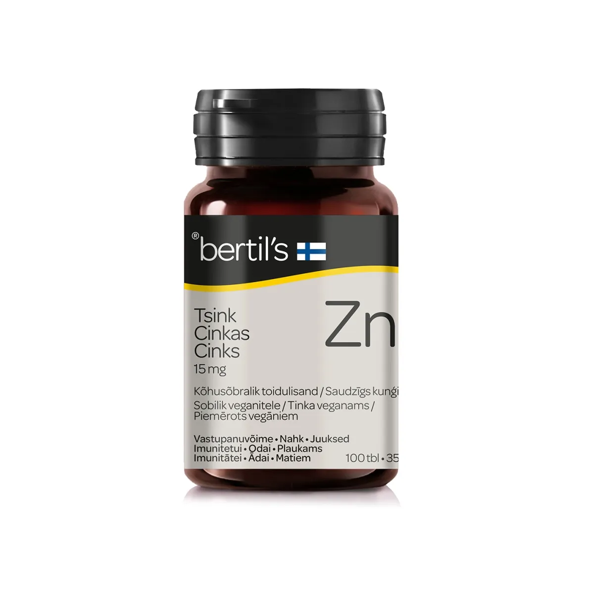 BERTIL'S Cinkas 15mg ZN, 100 tablečių - 