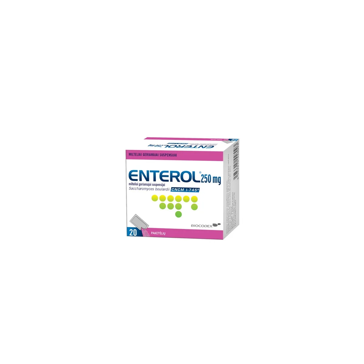 Enterol 250mg milteliai geriamajai suspensijai pakeliuose N20 - 